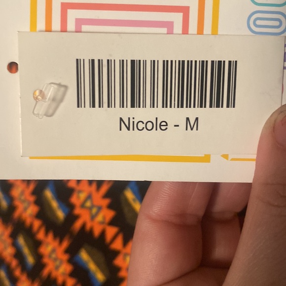 NWT, Lularoe Nicole dress Sz M black, orange, blue, Aztec style pattern - Picture 7 of 7